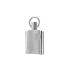 Supremacy Silver by Afnan the bottle featuring a sleek, reflective metallic finish & a round handle-style cap.