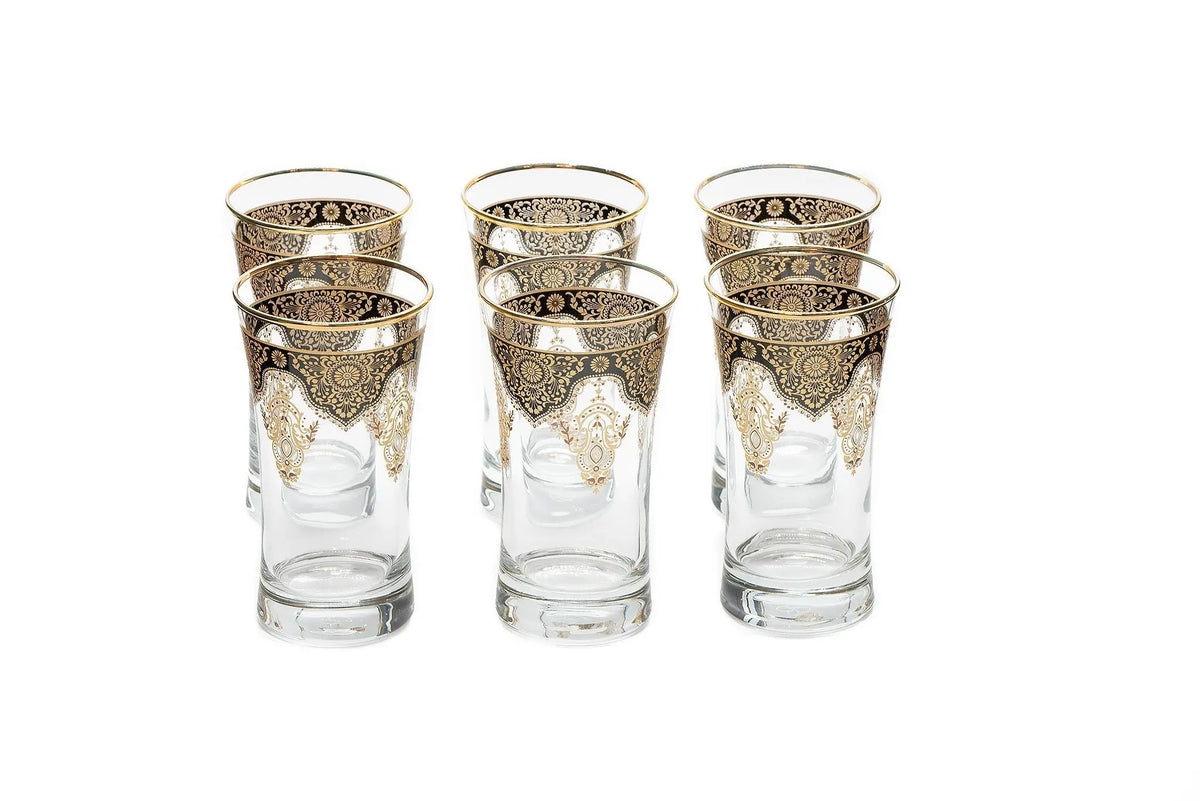 Tall Drinking Glass Set With Black Border 6pcs 420055 - Armani Gallery
