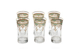 Tall Drinking Glass Set With Green Border 6pcs 420055 - Lemons