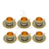 Turkish Coffee Cup Set Decorative Black and Turquoise 6pcs - Armani Gallery