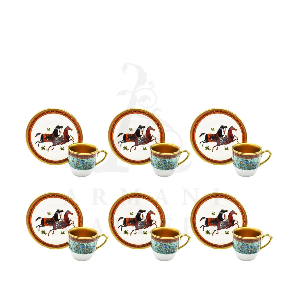 Turkish Coffee Cup Set Pair of Horse Pattern 12 Pcs - Armani Gallery
