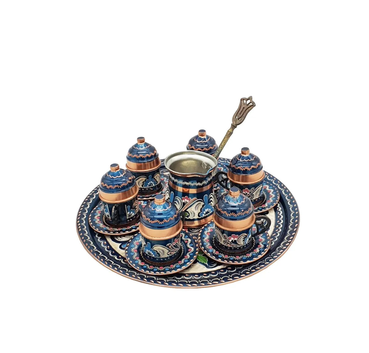 Turkish Copper Coffee Set With Coffee Pot - Armani Gallery