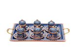 Turkish Traditional Hand Made Laser Etched Copper Coffee Set - 6 Cups & Tray - Armani Gallery