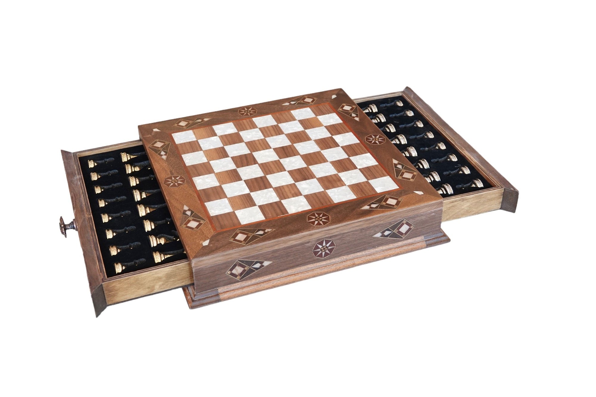 Square Box Chess Board With Draws - Small