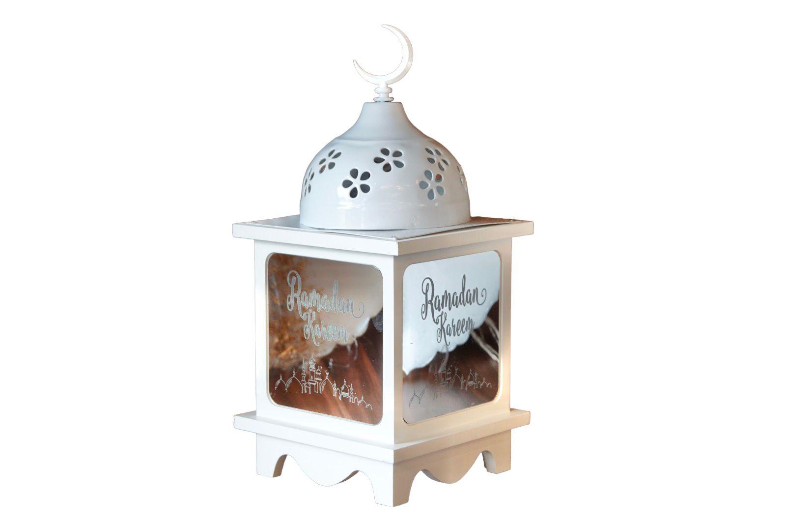 LED Lit Square Oil Lamp White Ramadan