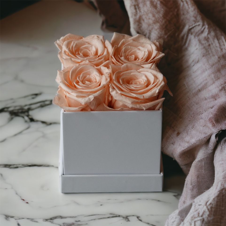 Sherry Basic Black Square Box | Red Roses  (Everlasting Roses)