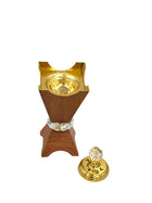 Metalic Wooden Structure Incense Burner - Crystal Ball Lid