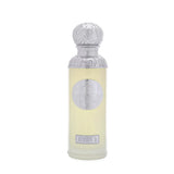 he image features a perfume bottle named "Hudson II" from the Gissah collection. The bottle is a light, almost translucent yellow with a tall cylindrical shape. It has a detailed silver cap and a silver medallion on the body, both featuring intricate embossed designs. The name "Gissah" is inscribed on the neck of the bottle, and "HUDSON II" is displayed on a plaque at the bottom.