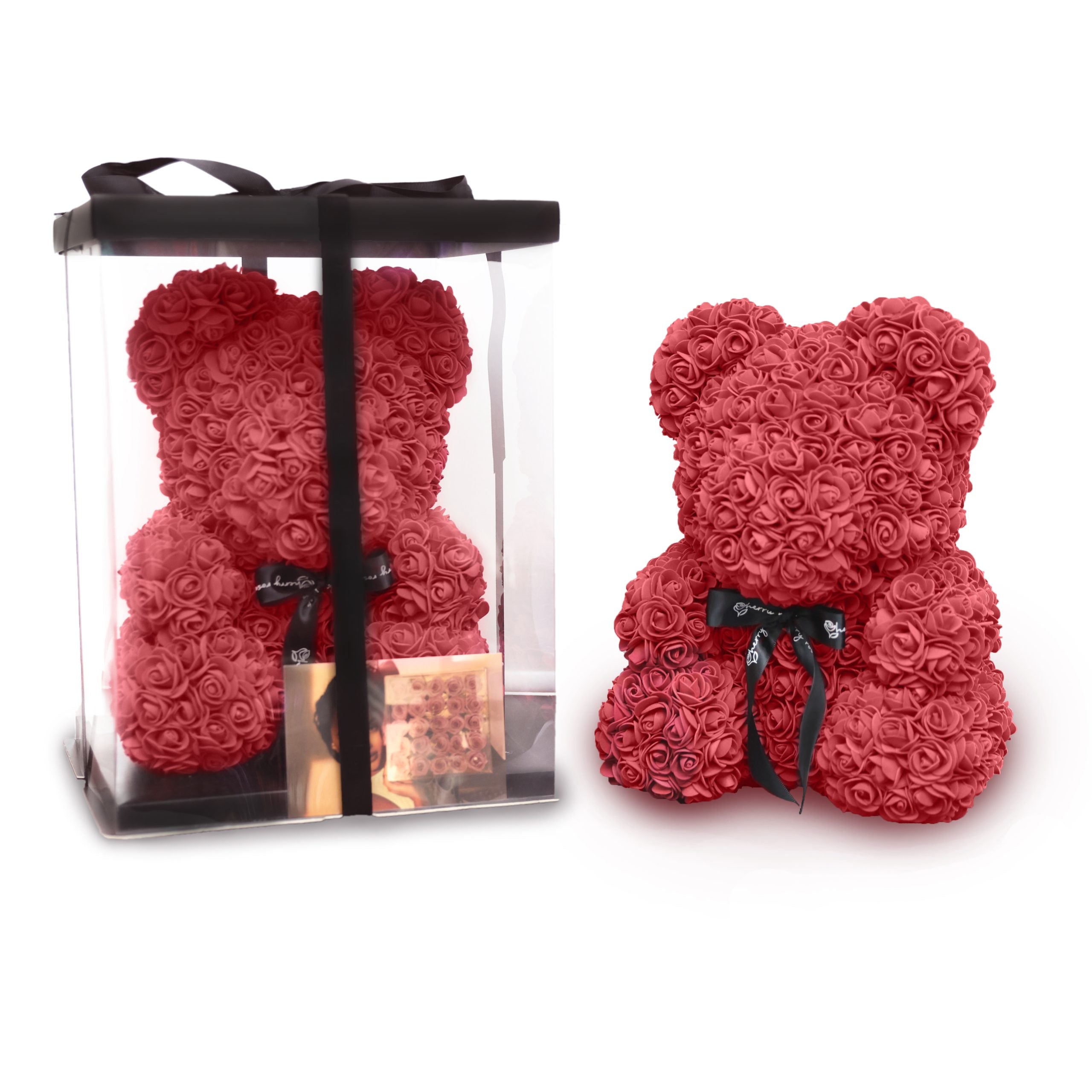 Sherry Medium Antique Red Rose Bear | 35cm | Gift Box Included