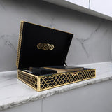 Velvet Quran Box Set 14 x 20cm - Kaaba Design (Quran,Rug, Beads, Perfume)